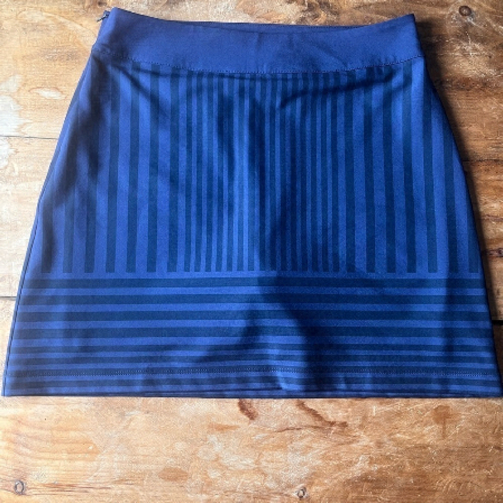 Maggie lane skirt black stripe bleu size 6 short